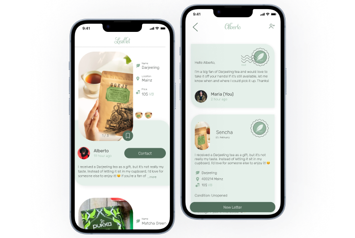 Leaflet, sending tea recommendations and notes to other tea lovers